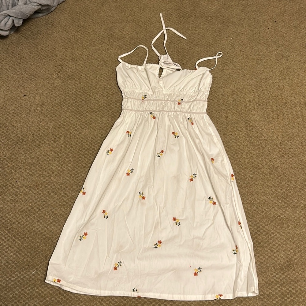 White floral midi dress